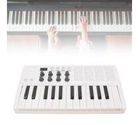 25 Teclado Midi Keyboard, Controlador Midi Bluetooth Universal con 8 Almohadillas de Batería RGB y 8 Perillas Rotativas, Máquina de Fabricación de Palos de Almohadilla Midi para
