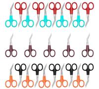 25 tijeras de vendaje con diseño de punta doblada, juego de mini tijeras médicas, cuchillas de acero inoxidable con asas de plástico, codificadas por colores para la gestión, tamaño compacto de 12 cm