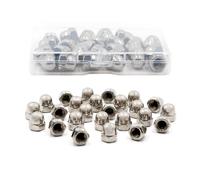 25 tuercas de sombrerería M8 de acero inoxidable, tuercas de sombrerería DIN 1587 de forma alta, tuercas hexagonales A2, cabeza de cúpula, tuercas hexagonales, tapas protectoras para tornillos y
