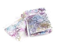 25 uds/lote 50 uds/lote bolsa de regalo embalaje de joyería bolsa con cordón de organza varios tamaños árboles coloridos impresión fiesta boda bolsa de dulces-1 white-17x23cm-25pcs
