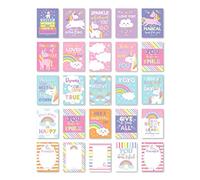 25 Unicorn School Lunch Box Notes For Kids, Inspirational Motivational Cards Boys Girls From Mom, Encouraging Student Children Teens, Thinking of You Positive Affirmation Encouragement Lol Fun Love