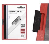 25 Unidades Durable Carpeta de Grapas Duraclip 30 ,Lámina Rígida, A 30 Hoja Rojo