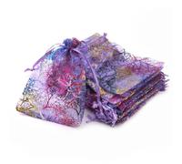 25 unids/lote 50 unids/lote bolsa de regalo embalaje de joyería bolsa de organza con cordón varios tamaños coloridos árboles impresión fiesta boda bolsa de dulces-4 púrpura-10x15cm-25pcs