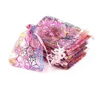 25 unids/lote 50 unids/lote bolsa de regalo embalaje de joyería bolsa de organza con cordón varios tamaños coloridos árboles impresión fiesta boda bolsa de dulces-3 rosa-15x20cm-50pcs