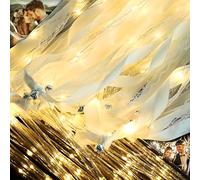 25 varitas de cinta para fiesta de boda, varita de hadas con luces LED de seda brillante con campanas para boda, graduación, Año Nuevo, Raves, conciertos, fiestas de cumpleaños, 3 modos de parpadeo