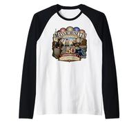 250 Aniversario de la insurrección del té de Boston en Massachusetts Camiseta Manga Raglan