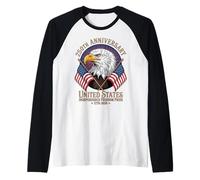 250 Aniversario USA Bald Eagle American Flag Patriot 1776 Camiseta Manga Raglan