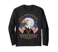 250 Aniversario USA Bald Eagle American Flag Patriot 1776 Manga Larga