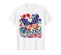 250 Aniversario USA Patriotic Floral Freedom 4 de Julio Camiseta
