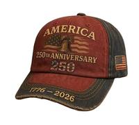 250 Anniversary USA Hat, Eagle & Liberty Patriotic Baseball Cap, Adjustable 250 Year American Anniversary Hat for Men & Women (A19)