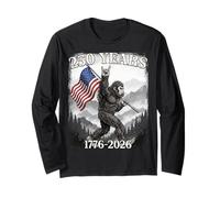250 años 1776-2026 Bigfoot & Flag American Patriotic Manga Larga