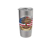 250 años de fe y libertad Cruz cristiana con bandera estadounidense Vaso térmico de acero inoxidable de doble pared