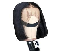 250 Density Glueless Human Hair Hd Lace Frontal Bone Straight Natural Black 13x6 Bob Wig Lace Front Human Hair Wigs (200%,13X6 HD LACE WIG_14IN)