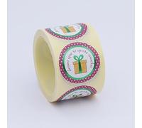 250 Etiqueta regalo «Deseo que te guste mucho» con dibujo caja de regalo