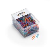 250 g. (aprox. 545 unidades). Clips surtidos plastificados Leone Dell'Era n.º 3-4 - Caja transparente - Made in Italy