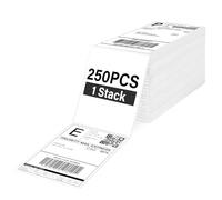250 Hojas Etiquetas térmicas 4"x6"plegables autoadhesivas sin BPA 10x15cm | 250pz 4x6 Etiquetas de envío, línea de corte. Resiste agua, aceite y rayaduras. Fuerte adhesión. Para DHL, UPS, DPD.
