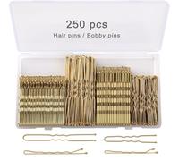 250 horquillas para el pelo rubias con caja de almacenamiento, horquillas onduladas de 2 y 2.4 pulgadas, horquillas en forma de U de 2 a 2.8 pulgadas, adecuadas para todo tipo de cabello, horquillas