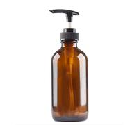 250 ml / 8.5 oz botellas de cristal marrón bomba dispensador de loción contenedor frascos vacío botella con bomba multiusos para emulsión champú cuerpo lavado baño ducha artículos