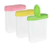 250 ml Recipientes de Almacenamiento, 3 Piezas Botes para Especias, Tarros Cocina Almacenaje Recipiente para Cereales de Plástico sin BPA para Sal Granos Harina Pimienta Azúcar