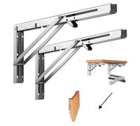 250 mm Escuadras Abatibles, 2 Piezas de Angulo Plegable, Capacidad de Carga de Hasta 50 kg, Ahorra Espacio para Estanterías, Mesas, Bricolaje