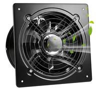 250 mm Extractor Ventilador Extractor de Aire Silencioso, Ventilador axial de 70 W, 1750 m³/h Ventilador Metálico de Pared, para Techo y Pared, para Hogar BañO Cocina Garaje VentilacióN - Negro