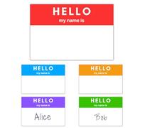 250 Piezas, Hello My Name Is Sticker, Pegatinas Nombre - 75 x 50 mm, 5 Colores