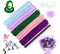 250 Piezas Limpiapipas Manualidades,Set de Limpiapipas Flores,Limpiador Pipas Multicolor,Pipe Cleaner,Alambre de Chenillas para Manualidades Decoración (Morado)