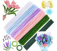 250 Piezas Limpiapipas Manualidades,Set de Limpiapipas Flores,Limpiador Pipas Multicolor,Pipe Cleaner,Alambre de Chenillas para Manualidades Decoración (Azul)