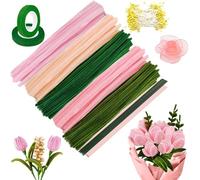 250 Piezas Limpiapipas Manualidades,Set de Limpiapipas Flores,Limpiador Pipas Multicolor,Pipe Cleaner,Alambre de Chenillas para Manualidades Decoración (Rosa)