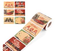 250 Uds Pegatinas Grandes para Etiquetas de Navidad, Etiquetas de Papel Recubierto para Navidad Árboles de Navidad Renos Papá Noel Etiquetas Navideñas