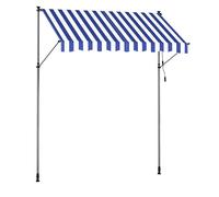 SONGMICS Toldo Manual, Toldo Retráctil para Balcón, Regulable en Altura con Manivela para Balcón, Jardín, Patio, 250 x 120 cm, Azul y Blanco GSA252QZ01