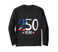 250 Year US Flag July 4th Anniversary Heart Vintage Inspired Manga Larga