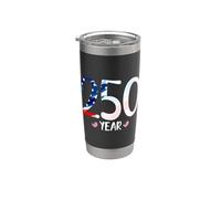 250 Year US Flag July 4th Anniversary Heart Vintage Inspired Vaso térmico de acero inoxidable de doble pared