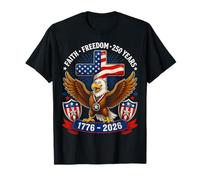 250 Years America 1776-2026 Faith Freedom Eagle Cross Camiseta