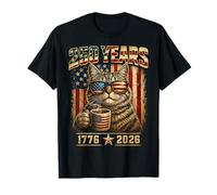 250 Years America 1776 2026 Patriotic Coffee Cat Party Camiseta