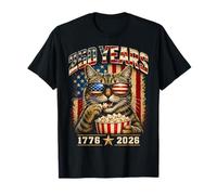 250 Years America 2026 Patriotic Cat Eating Popcorn Camiseta