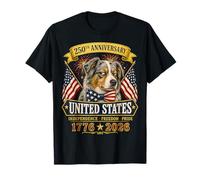 250 Years America Australian Shepherd Patriotic USA 4th July Camiseta
