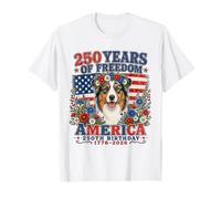 250 Years America Australian Shepherd USA 4th of July Camiseta