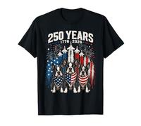250 Years America Boston Terrier Dog Patriotic USA 4th July Camiseta