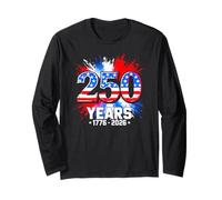 250 Years American 1776 2026 250th USA Patriotic 4th of July Manga Larga