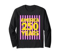 250 Years Anniversary America 1776-2026 Striped 4th of July Manga Larga