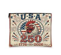 250 Years Chickens Chickens - Bolsa de maquillaje vintage del 4 de julio, bolsa de viaje para mujeres y niñas, organizador portátil de lona pequeña con cremallera, 7 x 9 pulgadas