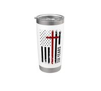 250 Years Christian Faith Cross 1776-2026 Birthday American Vaso térmico de acero inoxidable de doble pared