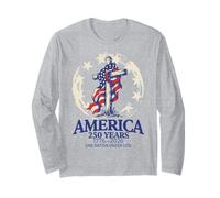 250 Years In God We Trust Cross 1776-2026 - Bandera de Estados Unidos Manga Larga