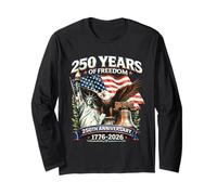 250 Years of Freedom 1776-2026 Liberty Bell Eagle USA Flag Manga Larga