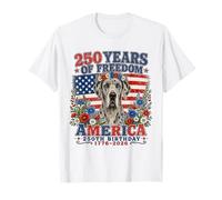 250 Years of Freedom Great Dane Dog 1776-2026 4th of July Camiseta