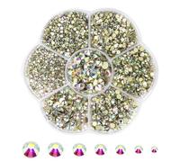 2500 Diamantes para Manualidades Cuentas para Planchar,Hotfix Diamantes de Imitación de Cristal con Espalda Plana Diamante Redondo Gemas Strass para Manualidades Ropa DIY Decoración (color AB)
