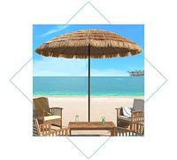 ? 250cm / 8ft Beach Umbrella Outdoor Tropical Hawaiian Imitate Thatch Straw Parasol, for Garden Pool Patio Umbrellas