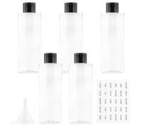 250ML Botella de Viaje Flip-Cap (5 Piezas) Contenedor Vacío para Cosméticos con Embudo (Transparente)