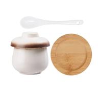 250ml Ceramic Steaming Pot, Small Leakproof Soup and Noodle Bowl, Heat Resistant Ceramic Custard Maker, Multifunctional Kitchen Pot for Steaming Eggs Vegetables Desserts and Bird’s Nest Recipes